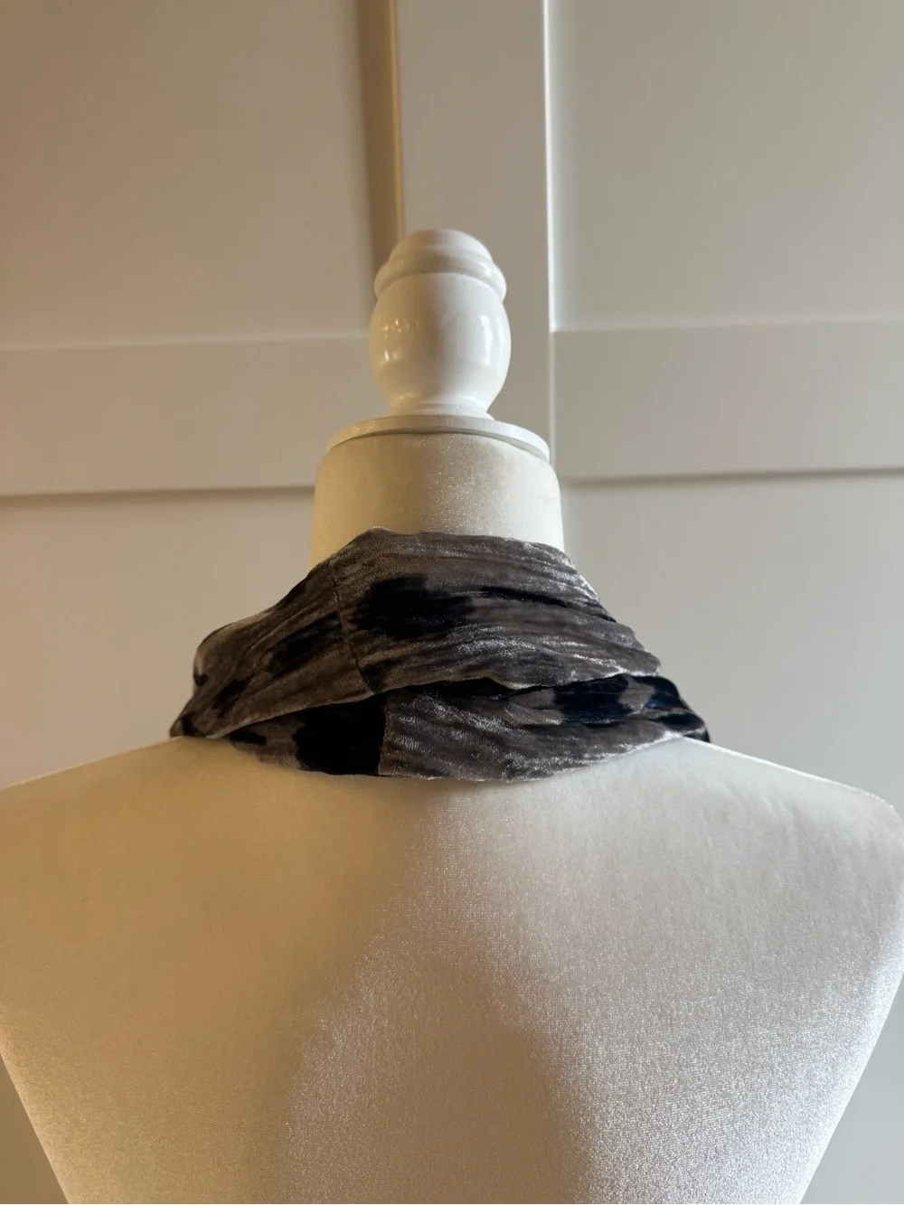 NWT J.Jill Velvet Infinity Scarf Navy Gray Animal Print Soft Cozy